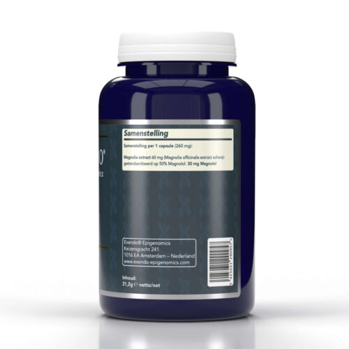 Zijkant pot Magnolol capsules van Exendo Epigenomics