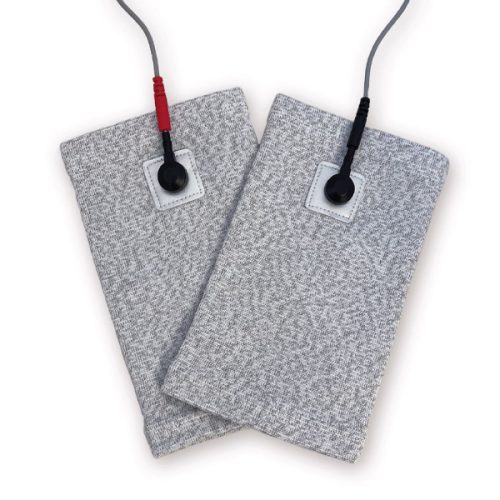 Zilvervezel kniebanden met zachte pasvorm en hoogwaardige geleidende werking.