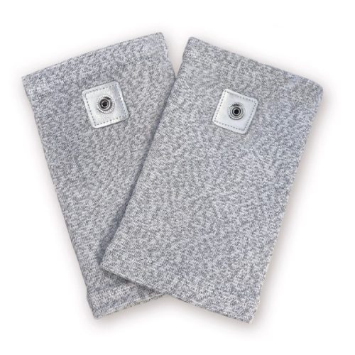 Zilvervezel kniebanden met zachte pasvorm en hoogwaardige geleidende werking.