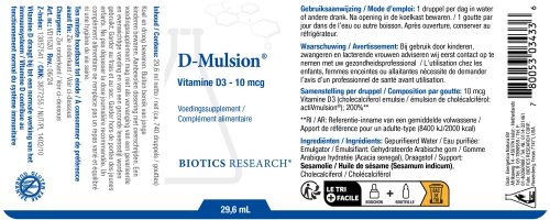 Etiket D-mulsion vitamine D3 vloeibaar