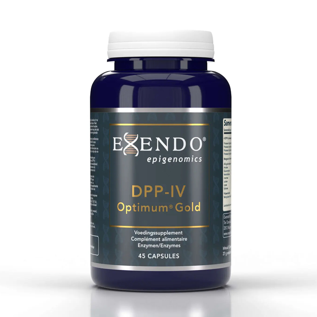 Exendo DPP-IV Optimum Gold – enzympreparaat met DPP-IV-enzymen en Lactobacillus rhamnosus GG, 45 capsules.