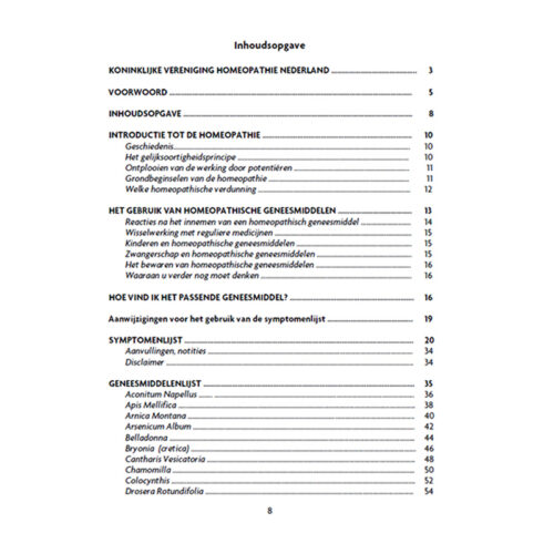 Handboek Homeopathische Reisapotheek Inhoudsopgave