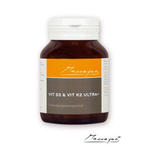 Mannayan Vitamin D3 & K2 Ultra Plus glazen pot met capsules