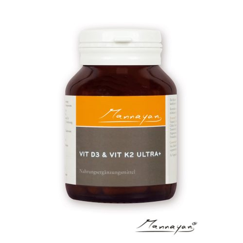 Mannayan Vitamin D3 & K2 Ultra Plus glazen pot met capsules