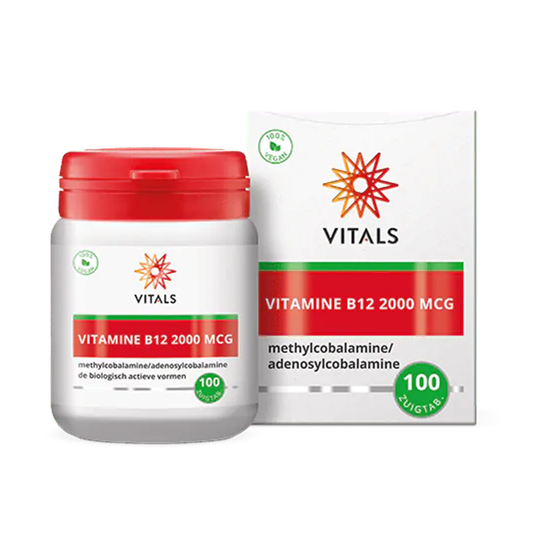 Vitals Vitamine B12 2000 mcg zuigtablet in verpakking