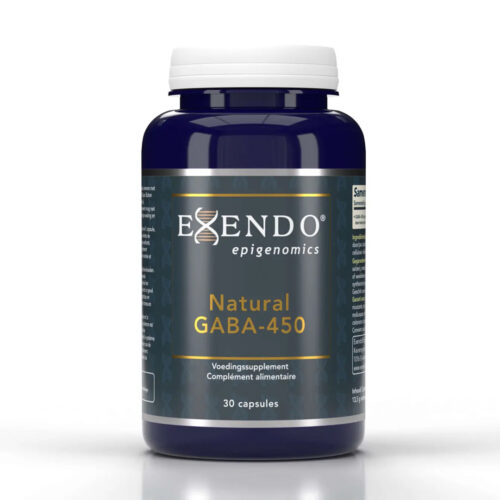 Voorkant pot Natural GABA 450 capsules van Exendo Epigenomics
