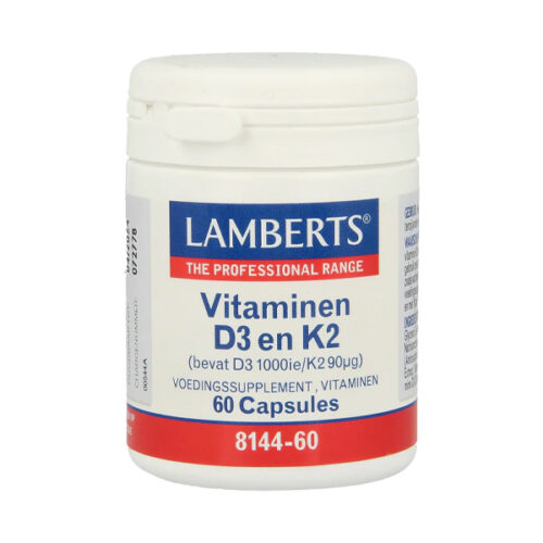 Potje Lamberts Vitamine D3 1000 IE en K2 90 mcg capsules