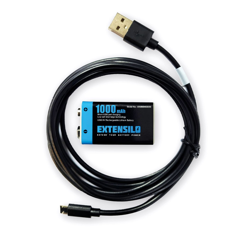 9V lithium-ion accu voor Diamond Shield zapper met USB-C oplaadkabel