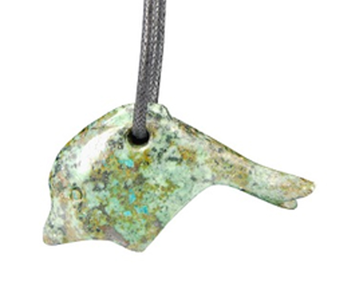 Dolfijn hanger Turkoois aan waskoord