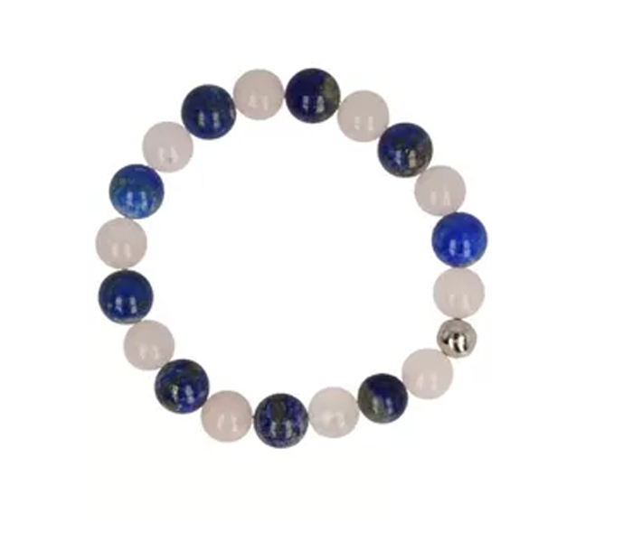 Lapis Lazuli en Rozenkwarts armband XL - uitverkocht