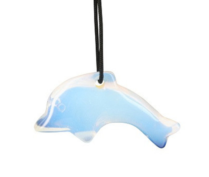 Dolfijn hanger Opaliet aan waskoord