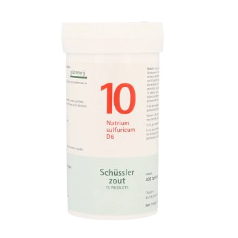 Pfluger Natrium Sulfuricum 10 D6 Schussler celzout homeopathisch geneesmiddel 400 tabletten 250mg lactose calciumbehenaat aardappelzetmeel