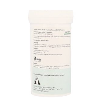 Pfluger Natrium Sulfuricum 10 D6 Schussler celzout homeopathisch geneesmiddel 400 tabletten 250mg lactose calciumbehenaat aardappelzetmeel. Gebruiksaanwijzing.