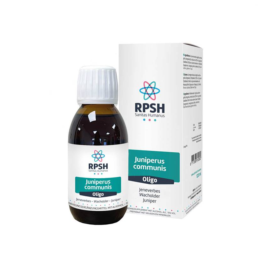 Oligo Juniperus Communis jeneverbes extract 120 ml – vloeibaar supplement met jodium, fluor en fosfor van RPSH Sanitas Humanus