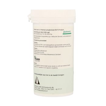 Pfluger Natrium Phosphoricum 9 D6 Schussler celzout homeopathisch geneesmiddel 250mg tabletten lactose calciumbehenaat aardappelzetmeel. Gebruik.