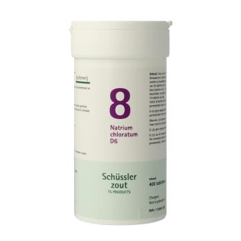 Pfluger Natrium Chloratum 8 D6 Schussler celzout homeopathisch geneesmiddel 250mg tabletten lactose calciumbehenaat aardappelzetmeel
