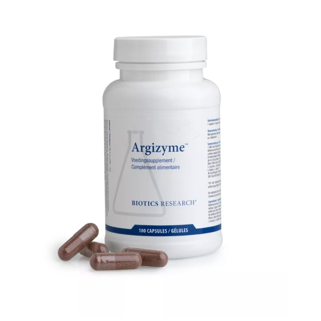 Biotics Argizyme 100 capsules – complex met organisch bietenconcentraat, rijstzemelen, leverconcentraat van rund en aminozuren van Biotics Research