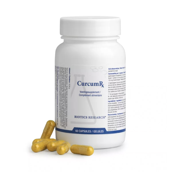 Biotics CurcumRX 60 vegicaps – geëmulgeerde kurkuma met vertraagde afgifte, 113 mg actieve curcuminoïden per capsule, vrij van piperine