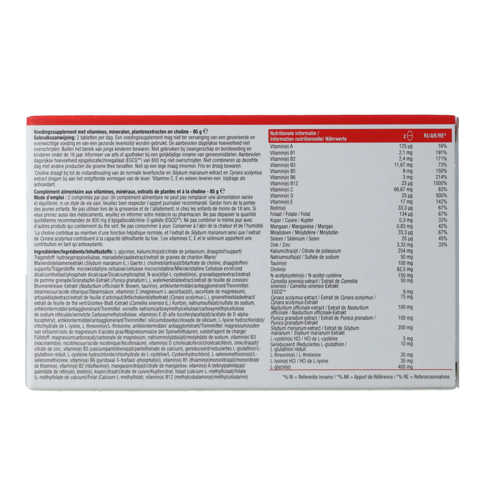 Metagenics Metaclear NOA NFD 60 tabletten – mariadistel silybum marianum artisjok cynara nac glutathion granaatappel waterkers groene thee vitamine B complex lever