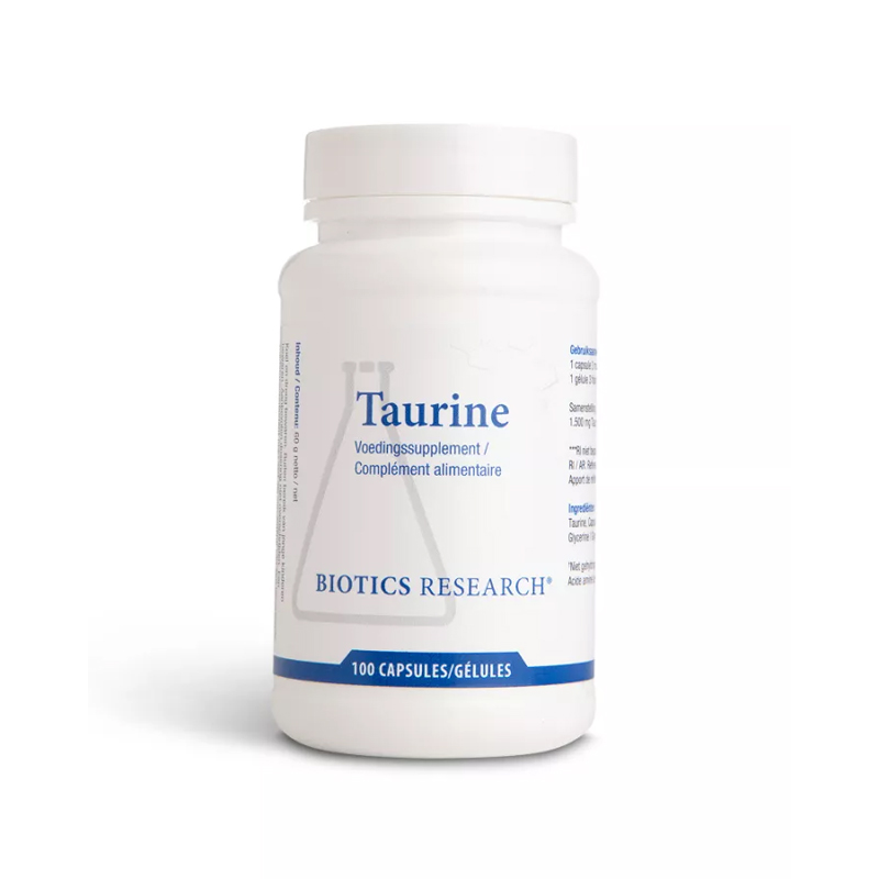 Taurine van Biotics Research – 500 mg puur taurine per capsule in vrije vorm, 100 capsules