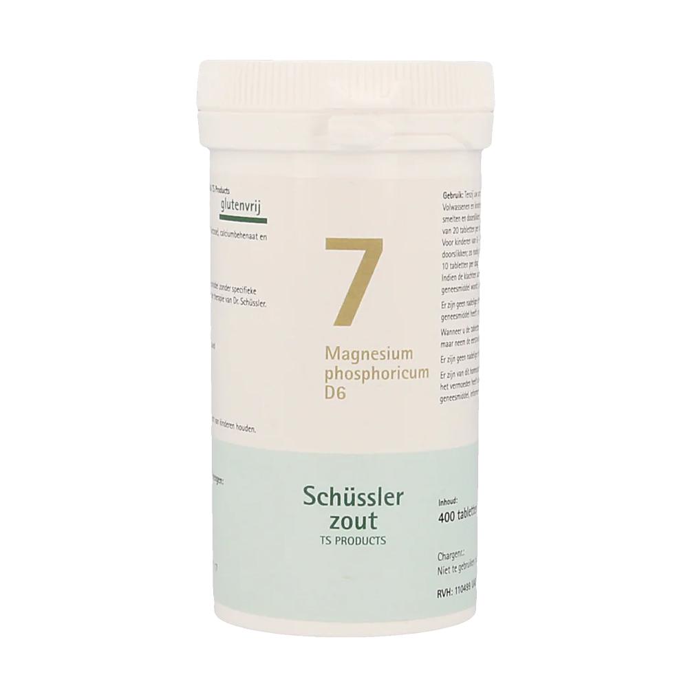 Pfluger Magnesium Phosphoricum 7 D6 Schussler celzout homeopathisch geneesmiddel 400 tabletten 250mg lactose calciumbehenaat aardappelzetmeel