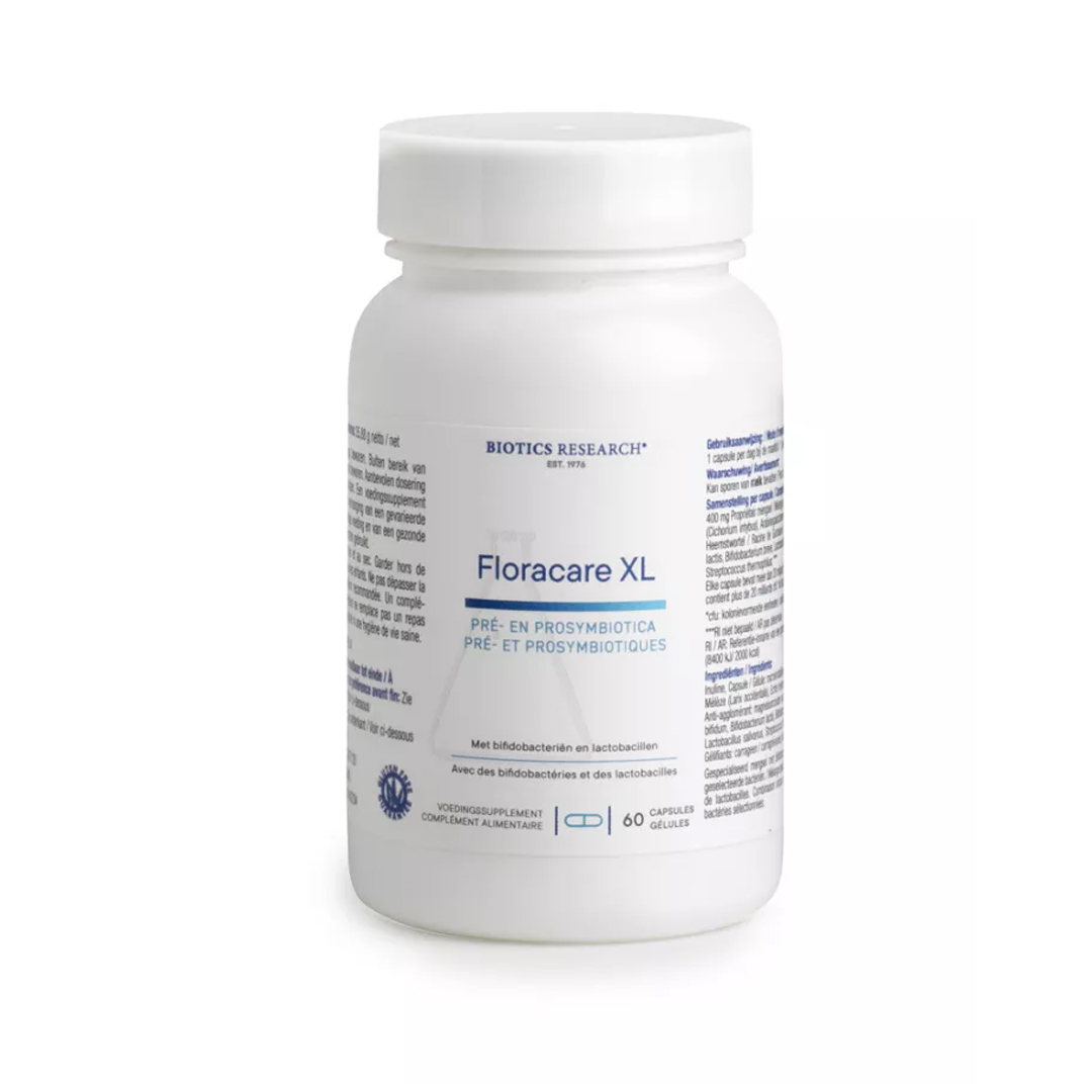 Biotics Floracare XL 60 vegicaps – synbiotica met 7 bacteriestammen en 3 prebiotica, 20 miljard KVE per capsule van Biotics Research