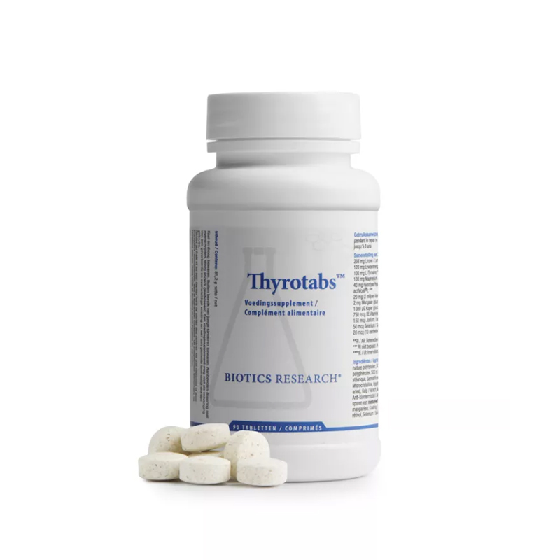 Biotics Thyrotabs 90 tabletten – hypofyse en hypothalamus concentraat van lam met jodium, selenium, L-tyrosine en magnesium via actiVcell en actiVbase