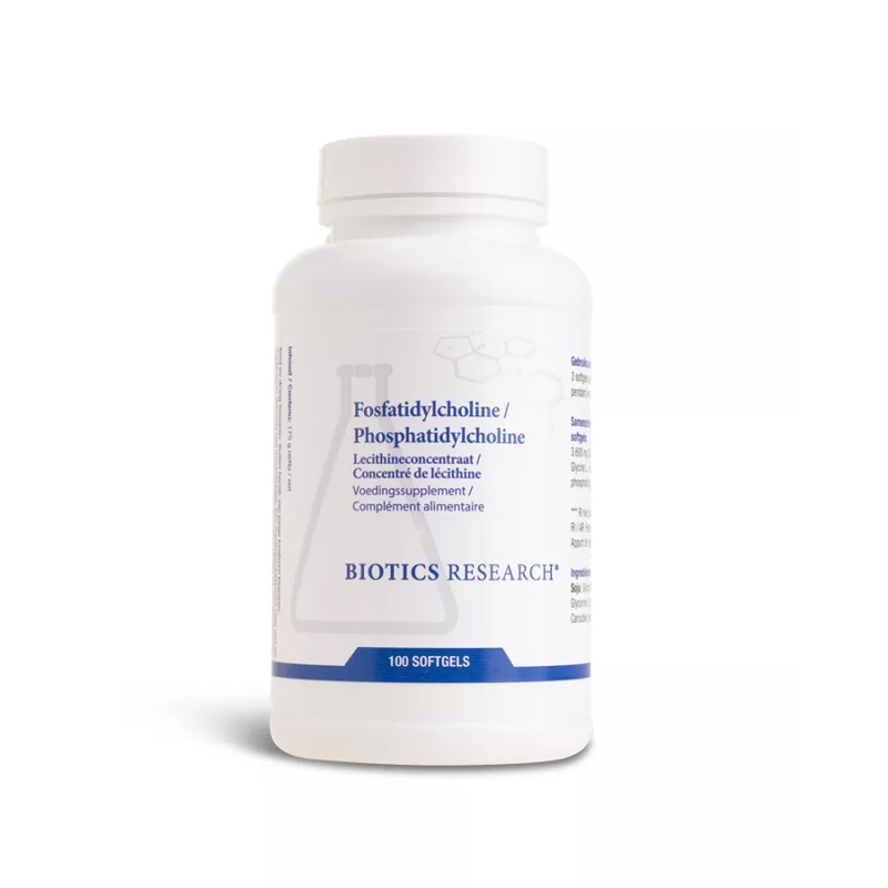 Fosfatidylcholine van Biotics Research – 420 mg fosfatidylcholine per softgel uit soja-lecithine, 100 softgels