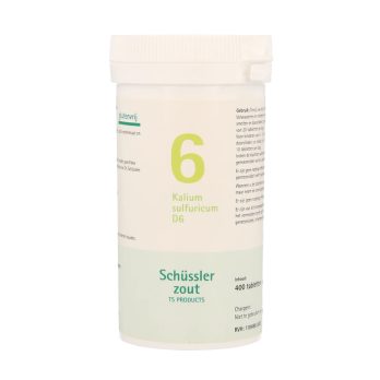 Pfluger Kalium Sulfuricum 6 D6 Schussler celzout homeopathisch geneesmiddel 400 tabletten lactose calciumbehenaat aardappelzetmeel