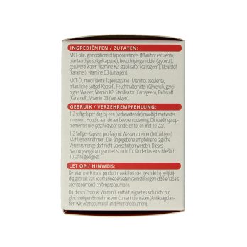 Vitals Vitamine K2+D3 softgels - K2VITAL menaquinon-7 90mcg Vitamin D3V cholecalciferol algen 25mcg MCT-olie tapioca vegan