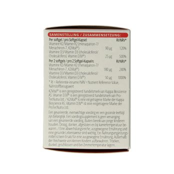 Vitals Vitamine K2+D3 softgels - K2VITAL menaquinon-7 90mcg Vitamin D3V cholecalciferol algen 25mcg MCT-olie tapioca vegan