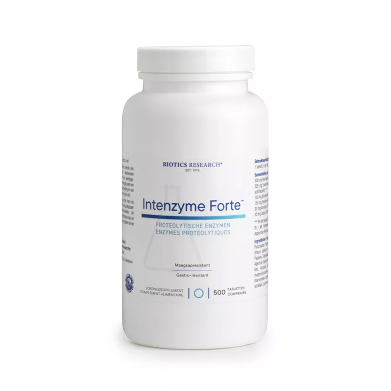 Biotics Intenzyme Forte tabletten – systemisch enzymcomplex met pancreatine, bromelaïne, papaïne, lipase en amylase via actiVbase van Biotics Research