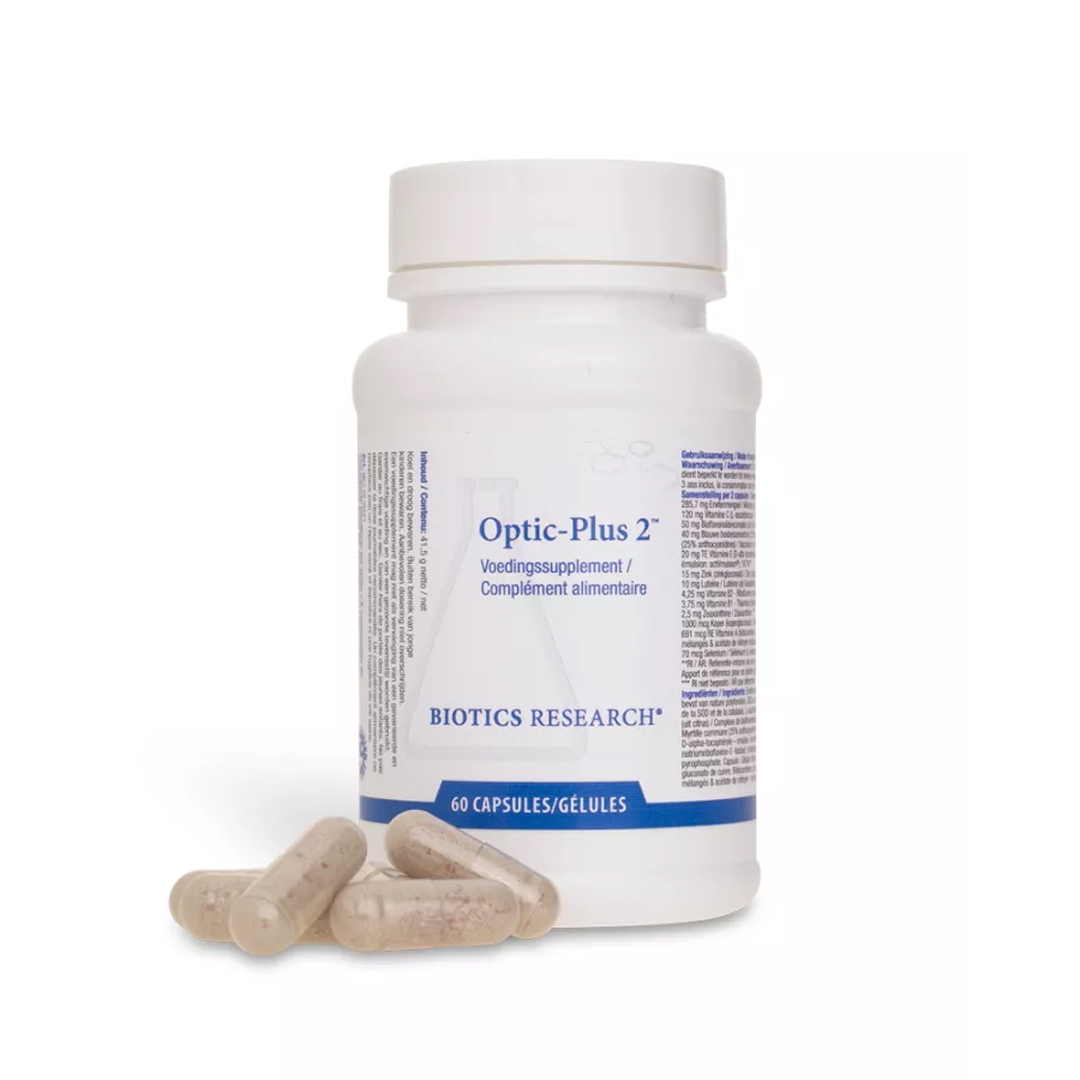Biotics Optic Plus 2 60 capsules – complex voor ogen met luteïne, zeaxanthine, blauwe bosbessenextract, vitamine A en zink van Biotics Research