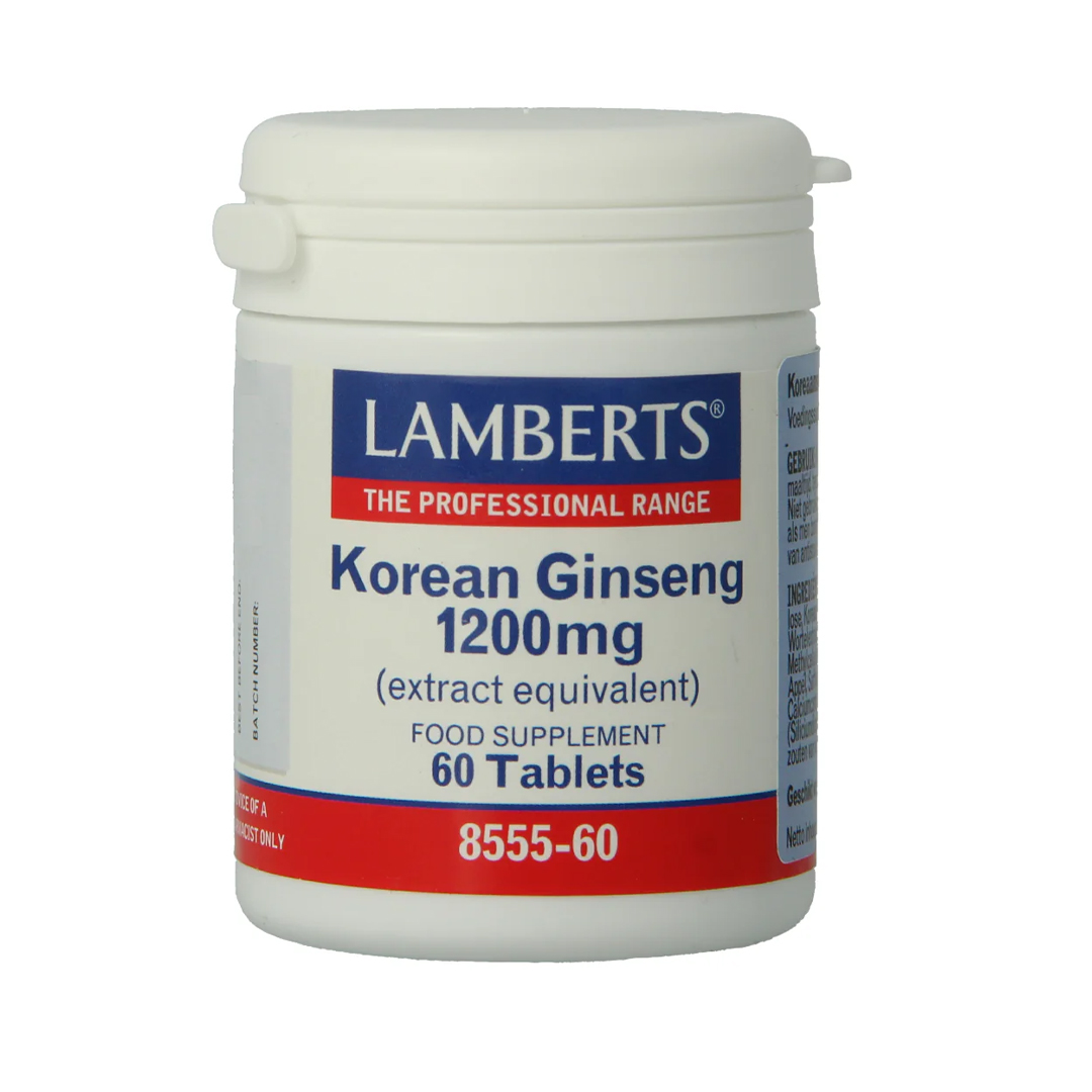 Lamberts Koreaanse Ginseng 1200 mg 60 tabletten – 120 mg Panax ginseng 10:1 extract met 24 mg ginsenosiden, veganistisch, natuurlijke kleurstoffen