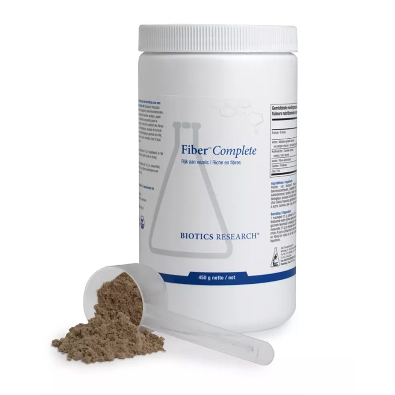 Fiber Complete van Biotics Research – compleet vezelpoeder met 10 vezeltypes uit biologische zaden, fruit en groenten, 450 gram