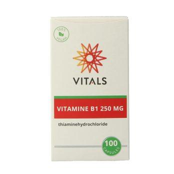 Vitals Vitamine B1 Thiamine 250mg 100 capsules - thiaminehydrochloride rijstvezels pullulan cassave vegetarisch Vitals BV EAN 8716717000630