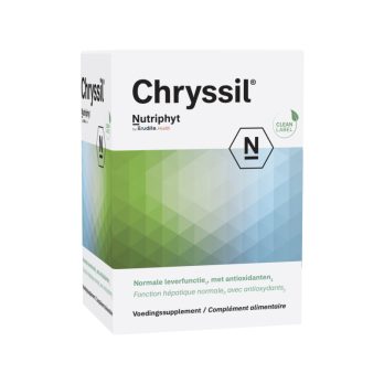 Nutriphyt Chryssil – capsules met mariadistel 80% silymarine, chrysant en gereduceerd L-glutathion, clean label voedingssupplement van Nutriphyt België