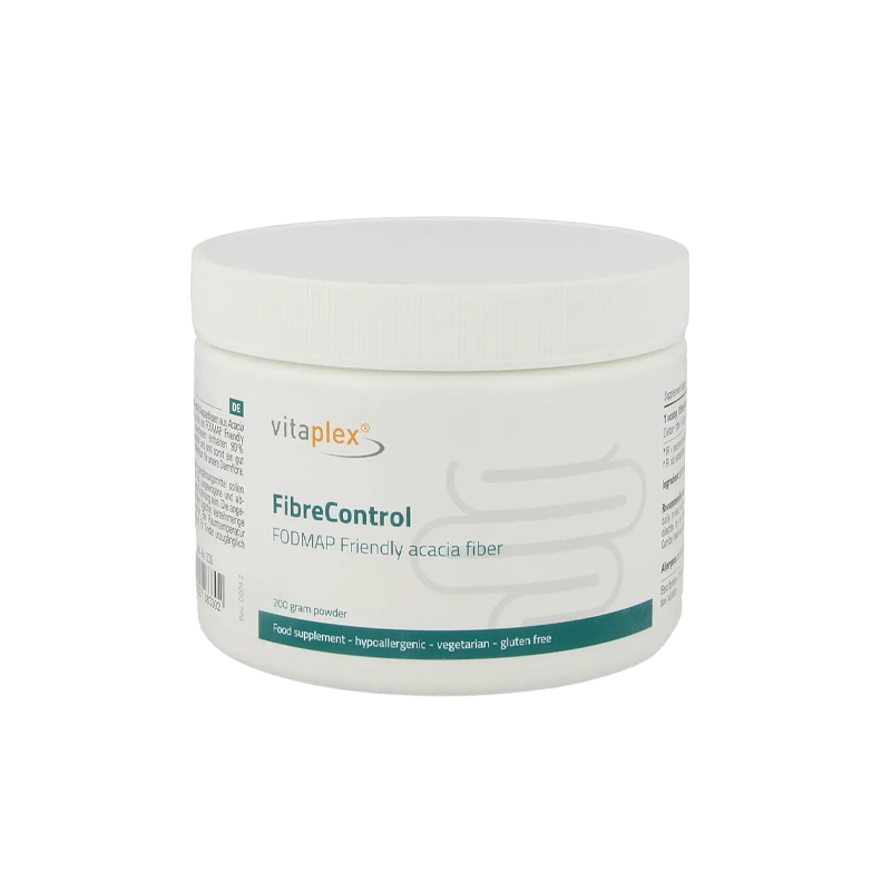 Vitaplex FibreControl Acaciavezels 200 gram – Acacia Senegal oplosbare vezels 90% FODMAP gecertificeerd biologisch glutenvrij vegetarisch poeder