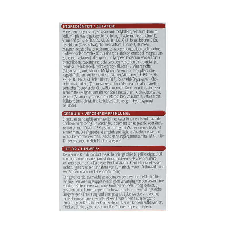 Vitals Elke Dag 50+ – complete multivitamine voor vijftigplussers met biologisch actieve B-vitaminen, vitamine D3, K2, Q10, luteïne en zeaxanthine in plantaardige capsules, 60 capsules van Vitals BV