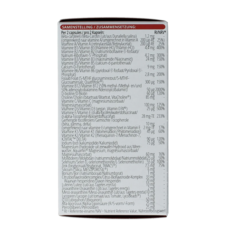 Vitals Elke Dag 50+ – complete multivitamine voor vijftigplussers met biologisch actieve B-vitaminen, vitamine D3, K2, Q10, luteïne en zeaxanthine in plantaardige capsules, 60 capsules van Vitals BV