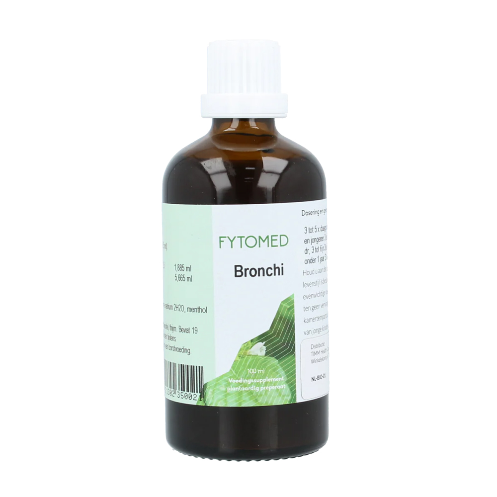 Fytomed Bronchi 100 ml - sleutelbloem Primula officinalis wortel tijm Thymus herba ethanol 19% menthol sacharine luchtwegen druppels kinderen volwassenen