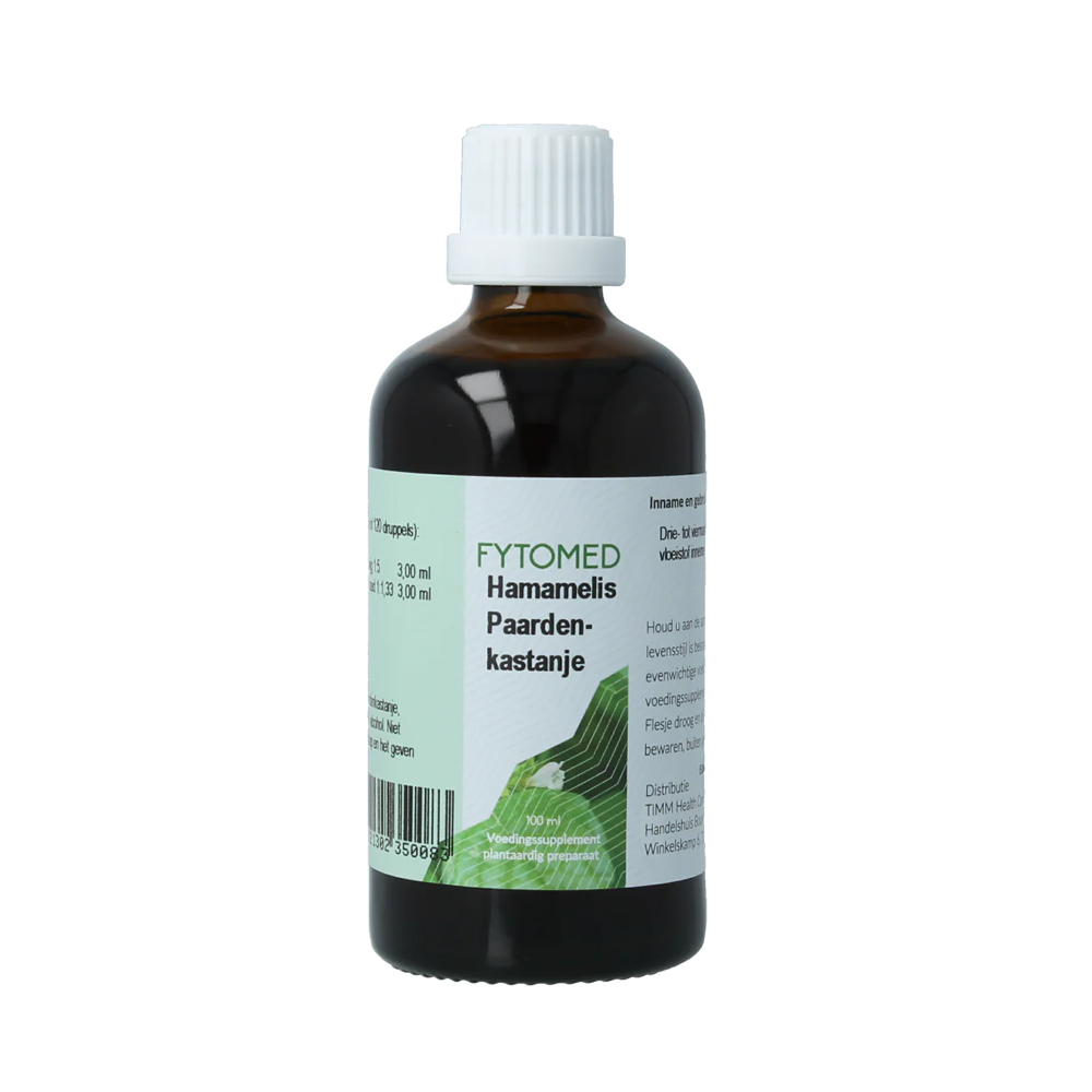 Fytomed Hamamelis Paardekastanje bio 100 ml - Hamamelis virginiana droog twijg Aesculus hippocastanum vers zaad 66 vol% alcohol tinctuur druppels