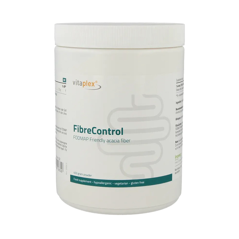 Vitaplex FibreControl Acaciavezels 450 gram – Acacia Senegal oplosbare vezels 90% FODMAP gecertificeerd biologisch glutenvrij vegetarisch poeder