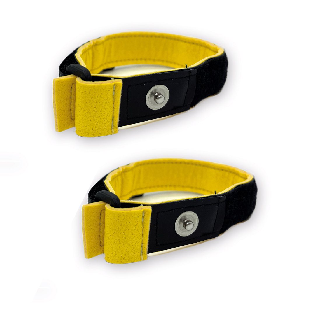 Stoffen polsmanchetten armbanden geel per paar met spons, voor gebruik met de Diamond Shield Zapper en chipkaarten