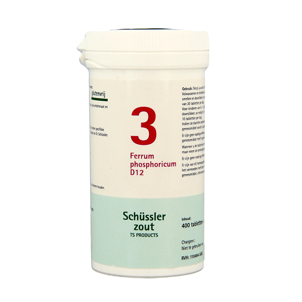 Pfluger Ferrum Phosphoricum 3 D12 Schussler celzout homeopathisch geneesmiddel 400 tabletten lactose