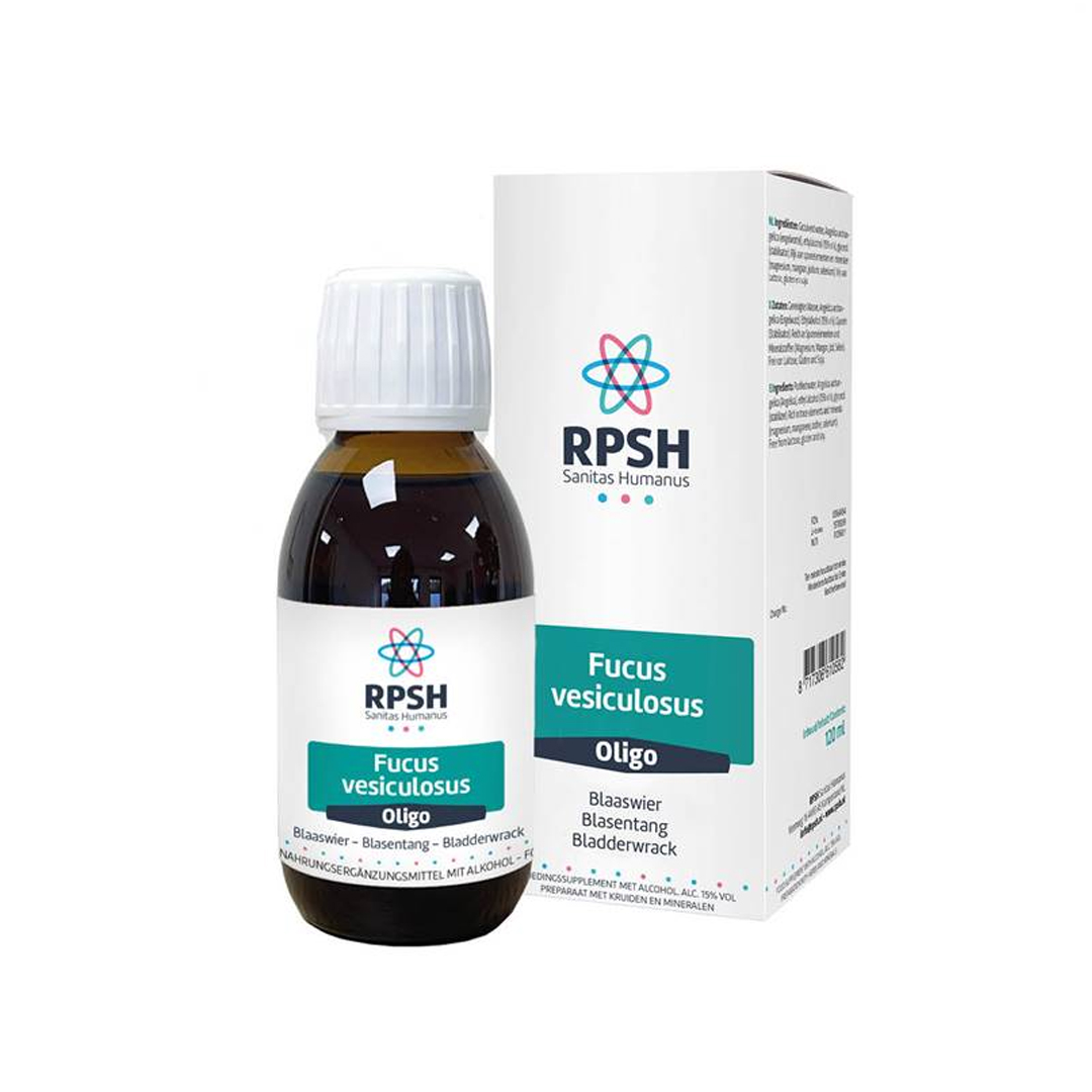 Oligo Fucus Vesiculosus blaaswier extract 120 ml – vloeibaar supplement met zink, koper, mangaan en jodium van RPSH Sanitas Humanus