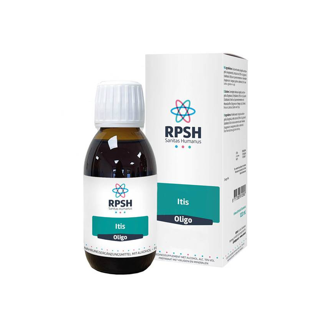 Oligo Itis curcuma gember extract 120 ml – vloeibaar supplement met curcuma, gember, kattenklauw en zwarte bes van RPSH Sanitas Humanus