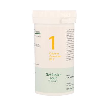 Pfluger Calcium Fluoratum 1 D12 Schussler celzout homeopathisch geneesmiddel 400 tabletten 250mg lactose calciumbehenaat aardappelzetmeel
