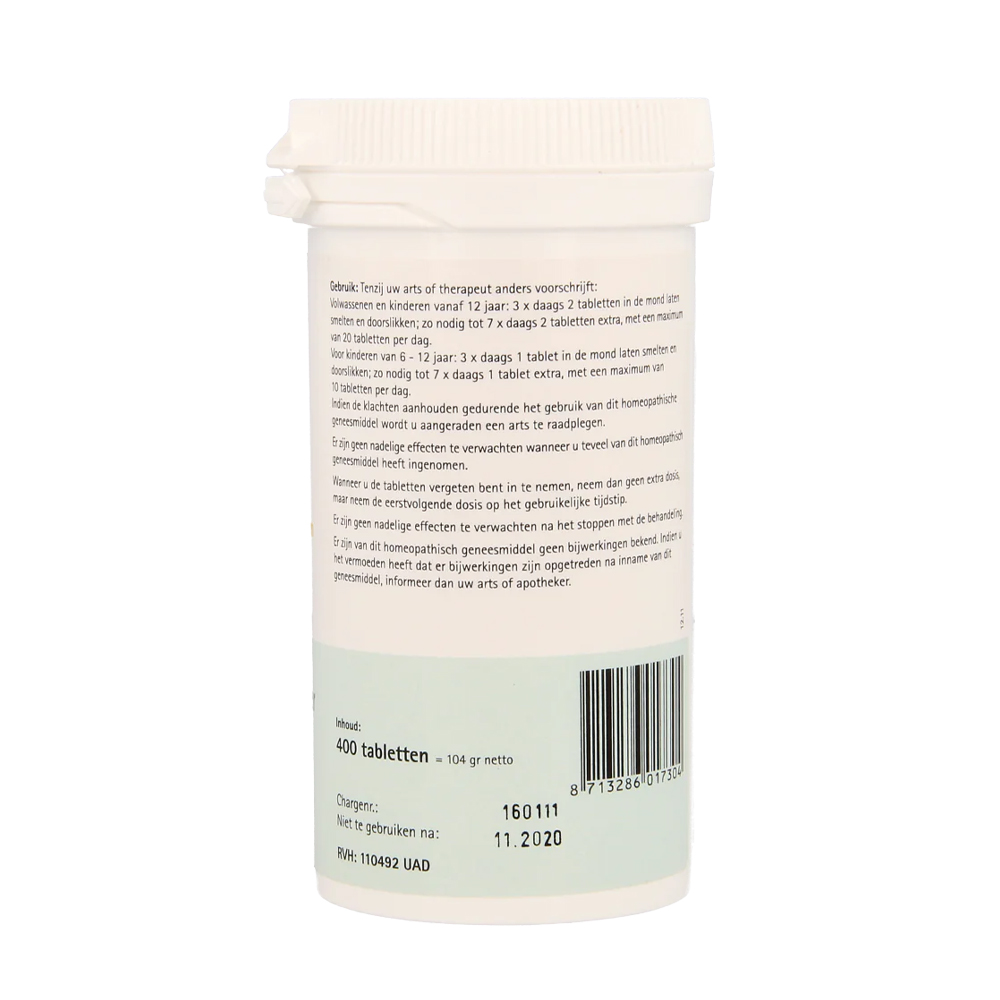 Pfluger Calcium Fluoratum 1 D12 Schussler celzout homeopathisch geneesmiddel 400 tabletten 250mg lactose calciumbehenaat aardappelzetmeel