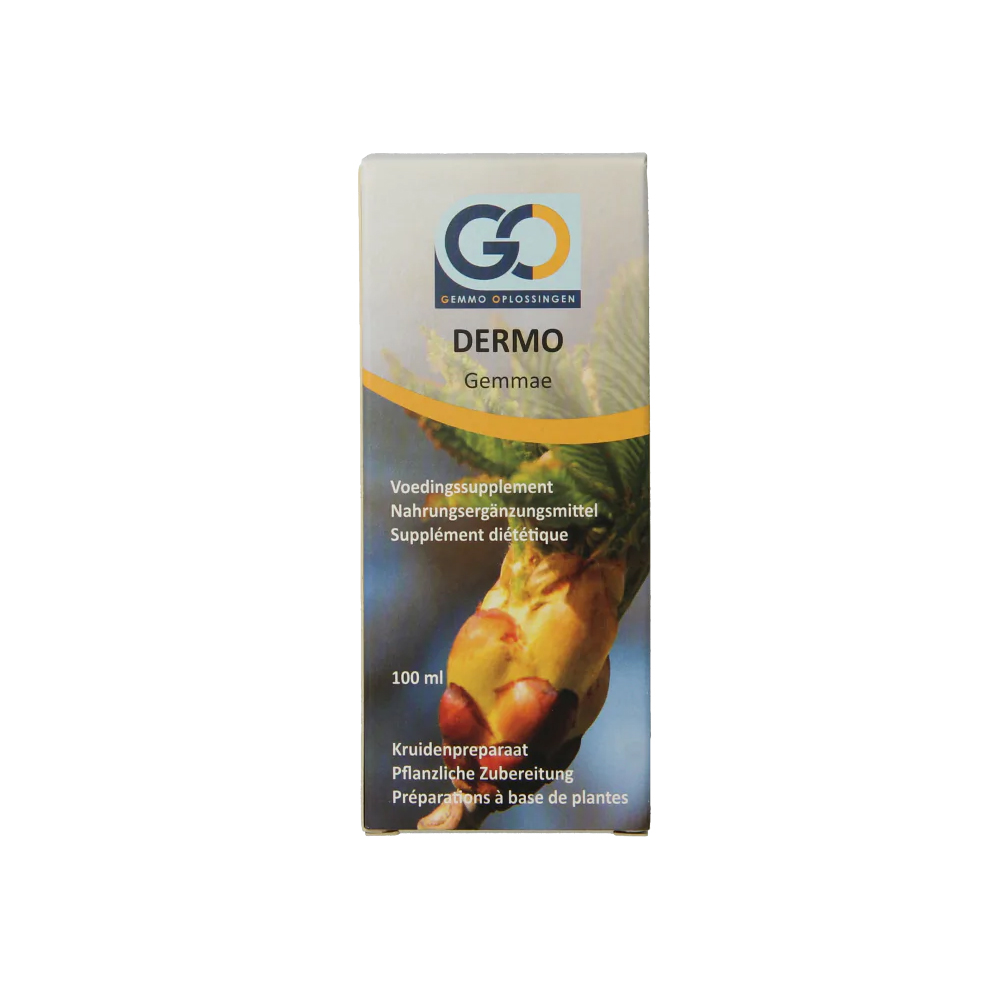 GO Dermo bio 100 ml - gemmotherapie complex zes planten libanese ceder plataan zwarte bes zilverlinde bergiep viooltje biologisch bio-ethanol 36%